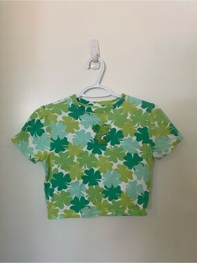 Care Bears Green Multi Shamrock Crop Tee